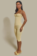 The Everly Lace Up Corset Top in Butter Yellow