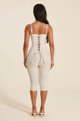 The Everly Lace Up Corset Top in Off White