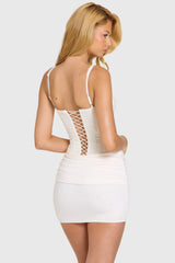Embellished Corset Mini Dress in Ivory