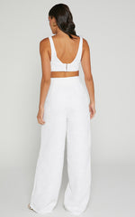 Adelaide Two Piece Set - Crop Top and Wide Leg Pants Set in White