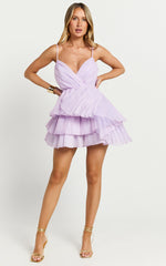 Amalie The Label - Mae Pleated Mini Dress in Lilac