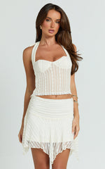 Arianne Top - Lace Halter Sweetheart Bustier Top in Ivory