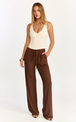 Astrid Pants - Low Waist Wide Leg Pants in Chocolate