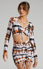 BY DYLN - Penny Top in Orange Printed Mesh