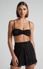 Beca Bralette - Plisse Sweetheart Bralette in Black