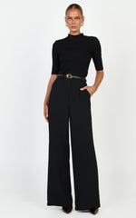 Bonnie Pants - High Waisted Tailored Wide Leg Pants in Black