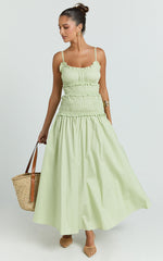 Cami Midi Dress - Rushed Bodice Dress in Sage