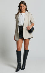 Caralina Blazer - Oversized Single Breasted Blazer in Stone