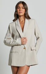 Caralina Blazer - Oversized Single Breasted Blazer in Stone