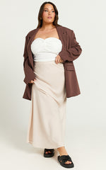 Amari Maxi Skirt - High Waisted Bias Cut Skirt in Oyster