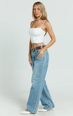 Delphine Top - Strap Straight Neck Top in White