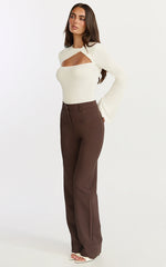 Edith Top - Twist Detail Long Sleeve Top in Cream