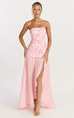Electra Maxi Dress - Strapless Sequin Embellished  Dress in Soft Pink