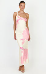 Eve Midi Dress - One Shoulder Slip Dress in Butter Floral