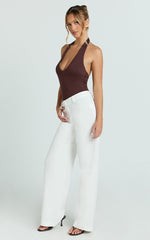 Evie Pants - Mid Rise Wide Leg Linen Blend Tailored Pants in White
