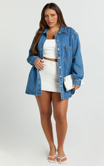 Faharra Shirt - Recycled Cotton Denim Shirt in Dark Blue Wash
