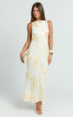 Freya Midi Dress - Boat Neck Backless Dress in Yellow