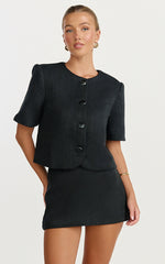 Halsey Mini Skirt - Tailored A Line Skirt in Black