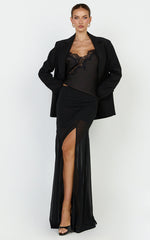 Hudgens Maxi Skirt - Georgette Godet Panel Skirt in Black