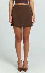 Hyde Skort - Mid Waist A-Line Skort in Chocolate