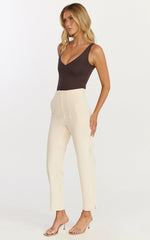 Ivy Pants - High Waisted Slim Cropped Pants in Cream