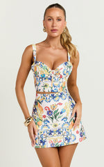 Janice Top - Bustier Crop Top in Positano Print