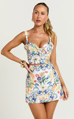 Janice Top - Bustier Crop Top in Positano Print