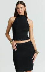 Lucienna Top - High Neck Sleeveless Tank Top in Black