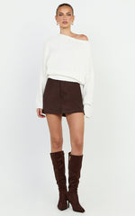 Nova Jumper - Tipped Shoulder Jumper in White