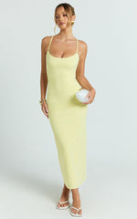 Ramirez Midi Dress - Scoop Neck Low Back Dress in Lemon