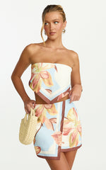 Robyn Mini Skirt - Wrap Tie Front Skirt in Cornflower Blue