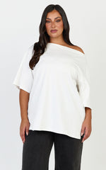 Ruby Top - Off Shoulder Asymmetrical T-shirt in White