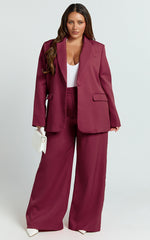 Selena Blazer - Oversized Single Breasted Blazer in Wine