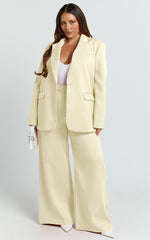 Selena Pants - High Waisted Wide Leg Tailored Pants in Lemon