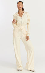 Selene Pants - Tie Waist Sweatpants in Cream