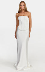 Carrie Maxi Skirt - Bias Cut Skirt With Train in White