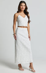 Wendy Top - Broderie Lace Cami Crop Top in White