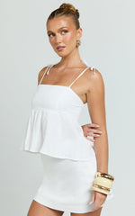Zoe Top - Tie Strap Cami Top in White