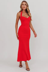 Fire Of Stars Halterneck Maxi Dress Red
