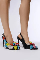 AZALEA WANG WEATHERLY MULTI FLOWER EMBELLISHED PUMP