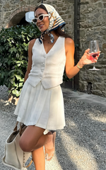 Tyla Mini Skirt - Pleated A Line Mini Skirt in White
