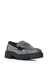 AZALEA WANG WYNNE STUDDED LOAFER IN SILVER