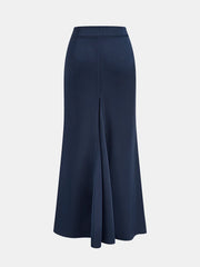 Asymmetric Ruffle Metal Detail Satin Maxi Skirt
