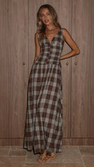 Sanya Maxi Dress - Chocolate Check